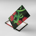 New Zealand Gecko Canvas Wall Art Aotearoa Maori With Pohutukawa Flowers