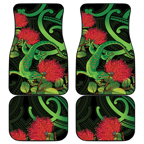 New Zealand Gecko Car Mats Aotearoa Maori With Pohutukawa Flowers