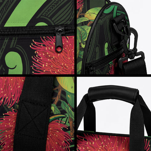 New Zealand Gecko Duffle Bag Aotearoa Maori With Pohutukawa Flowers