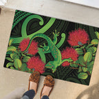 New Zealand Gecko Rubber Doormat Aotearoa Maori With Pohutukawa Flowers