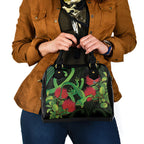 New Zealand Gecko Shoulder Handbag Aotearoa Maori With Pohutukawa Flowers