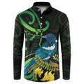 New Zealand Tui Bird Button Sweatshirt Aotearoa Maori With Kowhai Flowers