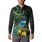 New Zealand Tui Bird Button Sweatshirt Aotearoa Maori With Kowhai Flowers