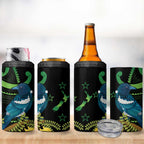 New Zealand Tui Bird 4 in 1 Can Cooler Tumbler Aotearoa Maori With Kowhai Flowers