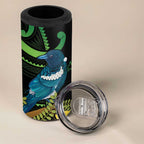 New Zealand Tui Bird 4 in 1 Can Cooler Tumbler Aotearoa Maori With Kowhai Flowers