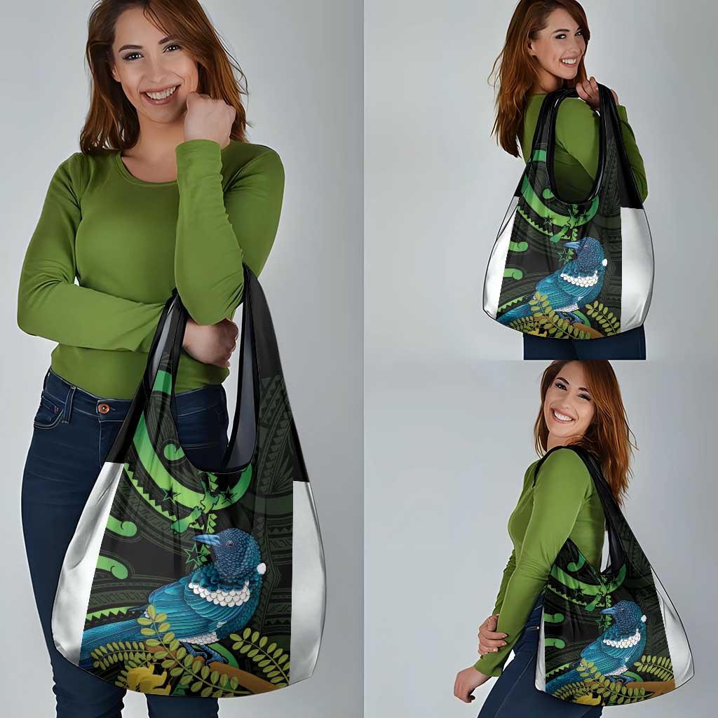 New Zealand Tui Bird Grocery Bag Aotearoa Maori With Kowhai Flowers