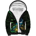 New Zealand Tui Bird Sherpa Hoodie Aotearoa Maori With Kowhai Flowers
