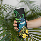 New Zealand Tui Bird Skinny Tumbler Aotearoa Maori With Kowhai Flowers