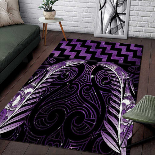 Purple Matariki New Zealand Area Rug Maori Poutama Galaxy Vibes