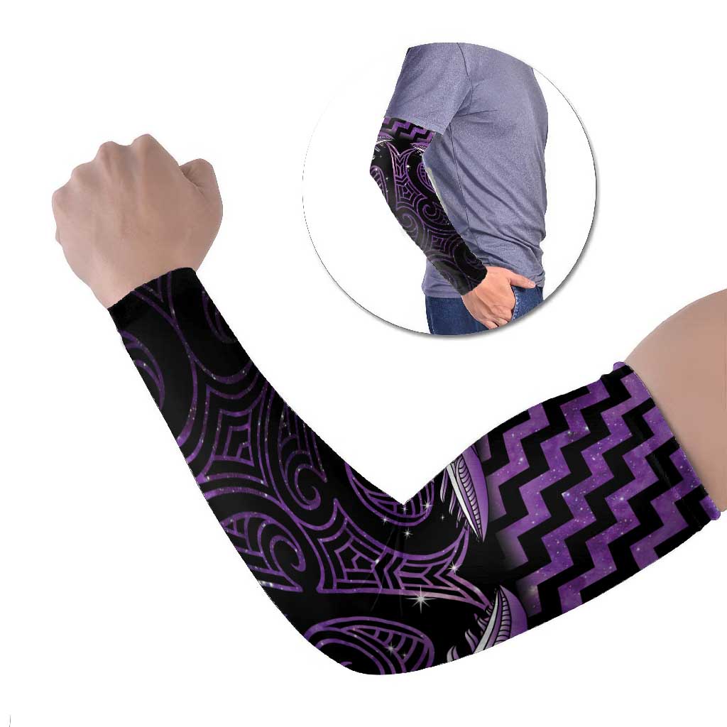 Purple Matariki New Zealand Arm Sleeves Maori Poutama Galaxy Vibes - Aussie Hoodie