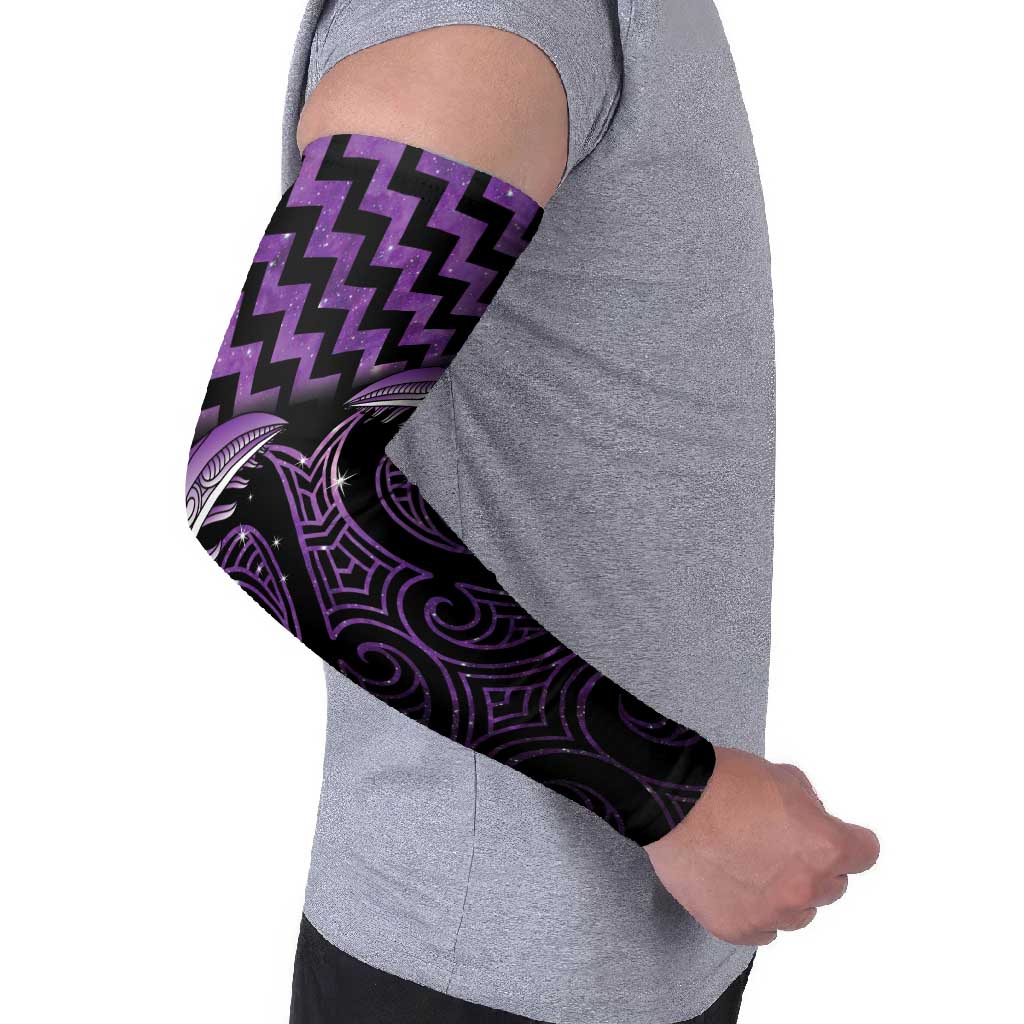 Purple Matariki New Zealand Arm Sleeves Maori Poutama Galaxy Vibes - Aussie Hoodie