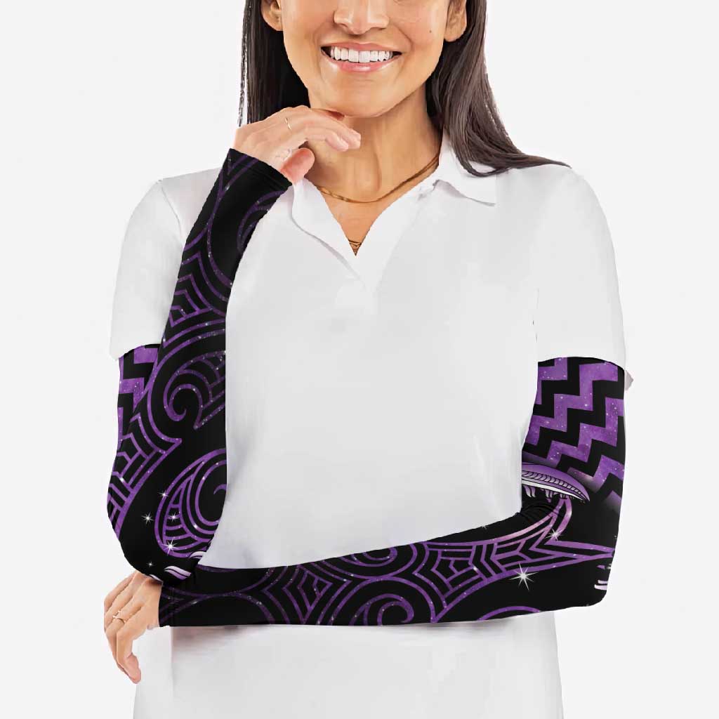 Purple Matariki New Zealand Arm Sleeves Maori Poutama Galaxy Vibes - Aussie Hoodie