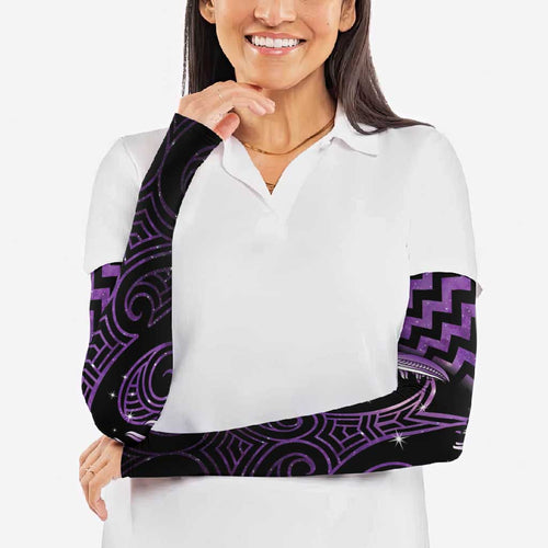 Purple Matariki New Zealand Arm Sleeves Maori Poutama Galaxy Vibes - Aussie Hoodie