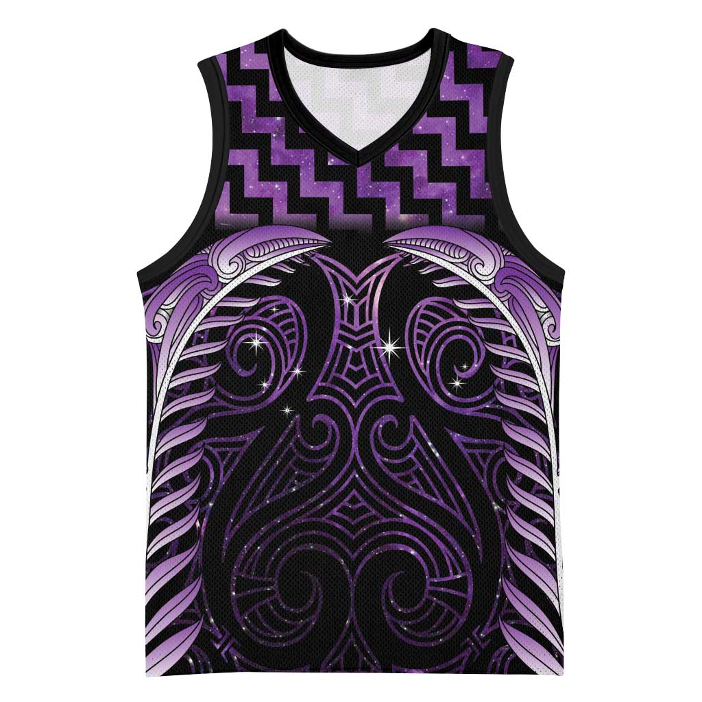 Purple Matariki New Zealand Basketball Jersey Maori Poutama Galaxy Vibes - Aussie Hoodie