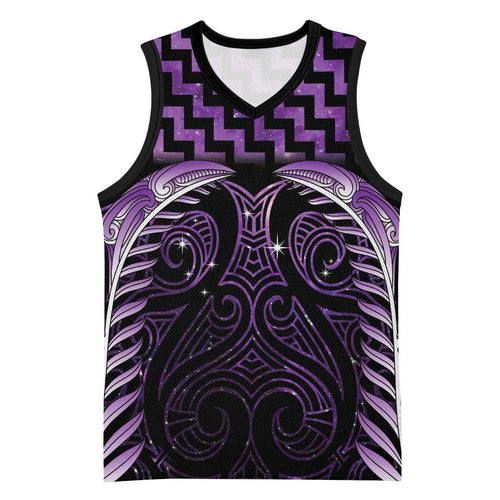 Purple Matariki New Zealand Basketball Jersey Maori Poutama Galaxy Vibes - Aussie Hoodie