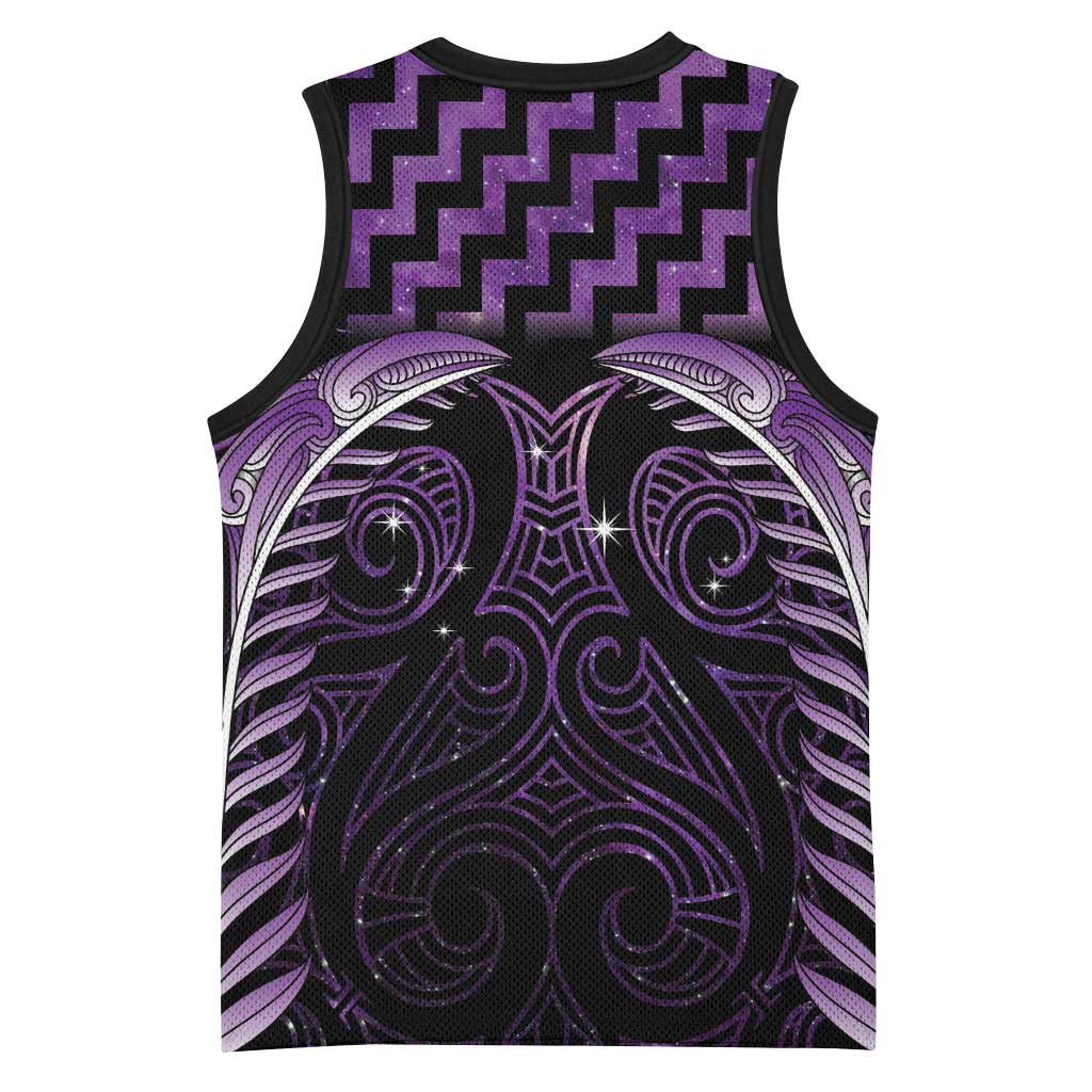Purple Matariki New Zealand Basketball Jersey Maori Poutama Galaxy Vibes - Aussie Hoodie
