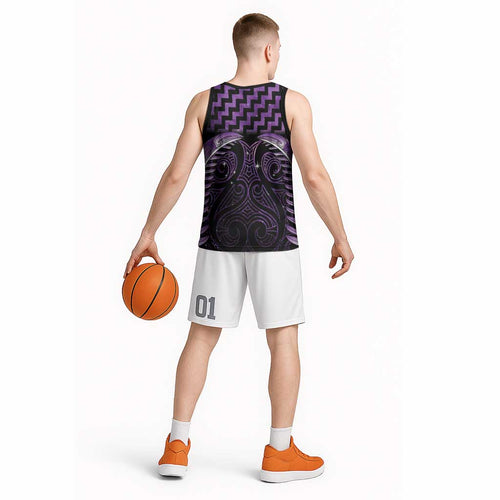 Purple Matariki New Zealand Basketball Jersey Maori Poutama Galaxy Vibes - Aussie Hoodie