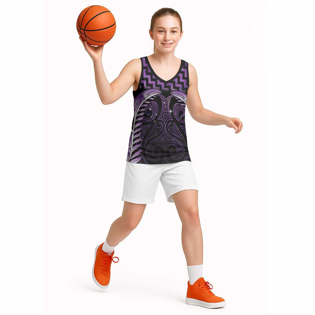Purple Matariki New Zealand Basketball Jersey Maori Poutama Galaxy Vibes - Aussie Hoodie