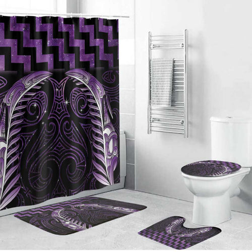 Purple Matariki New Zealand Bathroom Set Maori Poutama Galaxy Vibes - Aussie Hoodie