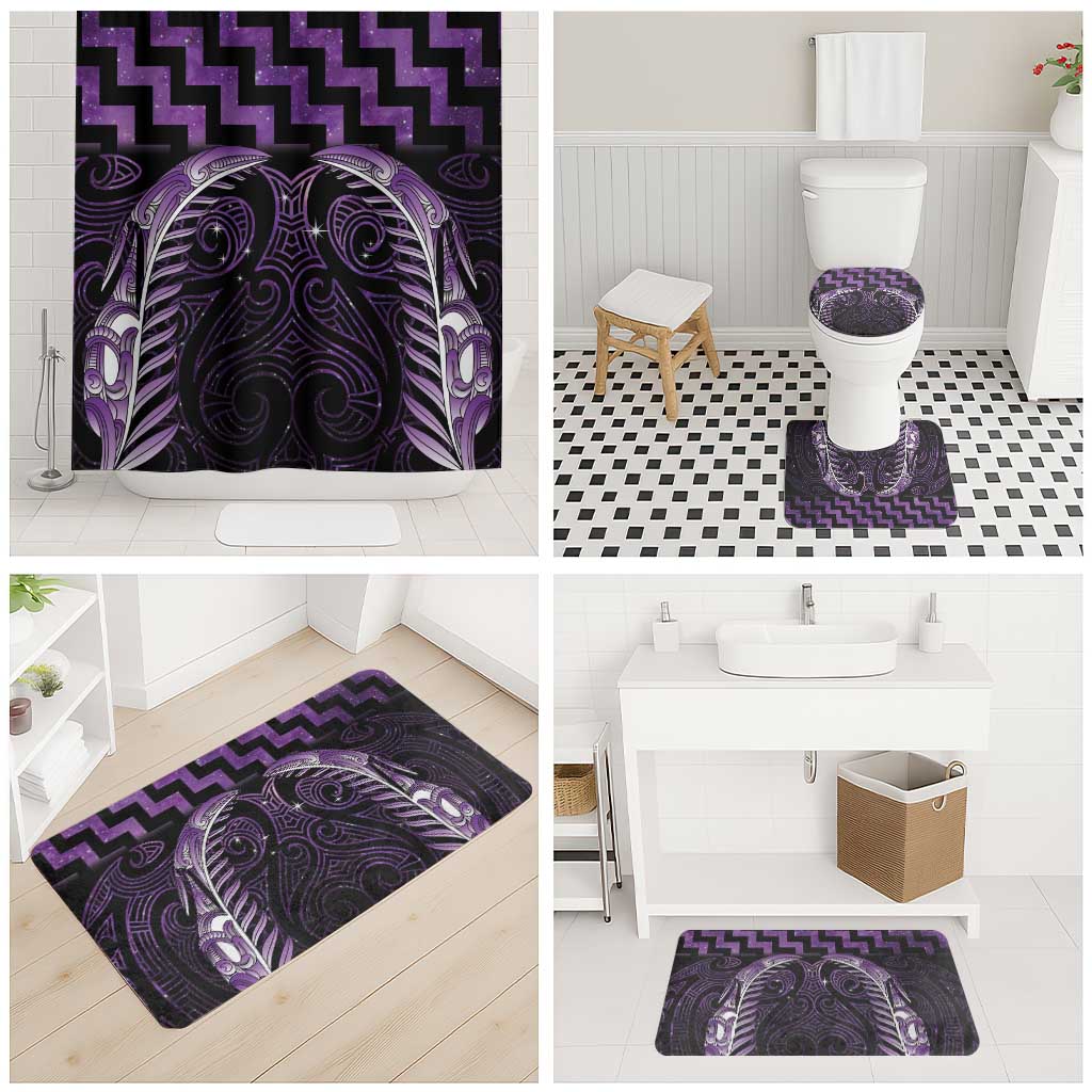 Purple Matariki New Zealand Bathroom Set Maori Poutama Galaxy Vibes - Aussie Hoodie