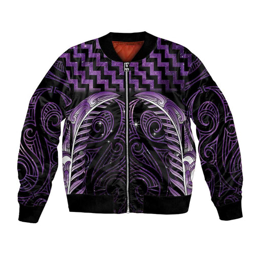 Purple Matariki New Zealand Bomber Jacket Maori Poutama Galaxy Vibes