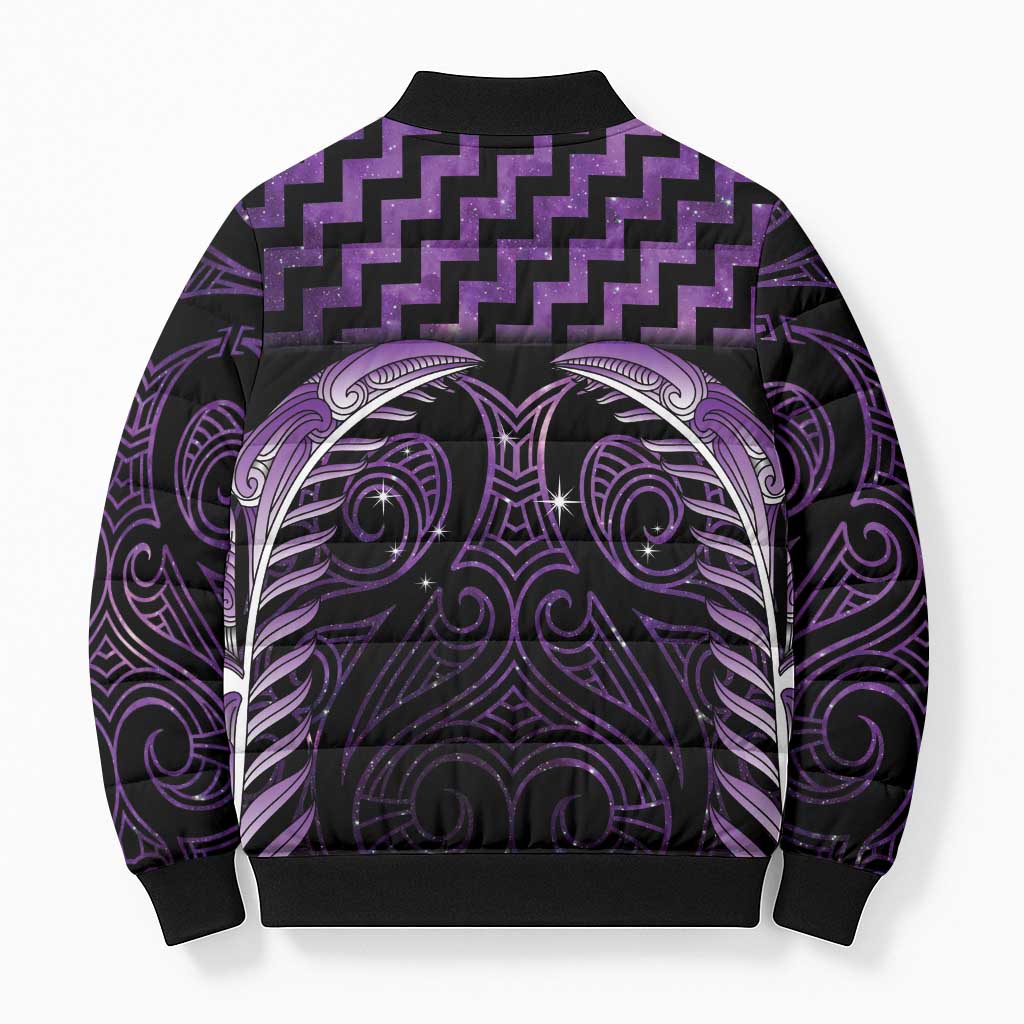 Purple Matariki New Zealand Bomber Puffer Jacket Maori Poutama Galaxy Vibes - Aussie Hoodie