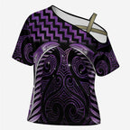 Purple Matariki New Zealand Cross Shoulder Shirt Maori Poutama Galaxy Vibes - Aussie Hoodie