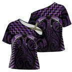 Purple Matariki New Zealand Cross Shoulder Shirt Maori Poutama Galaxy Vibes - Aussie Hoodie