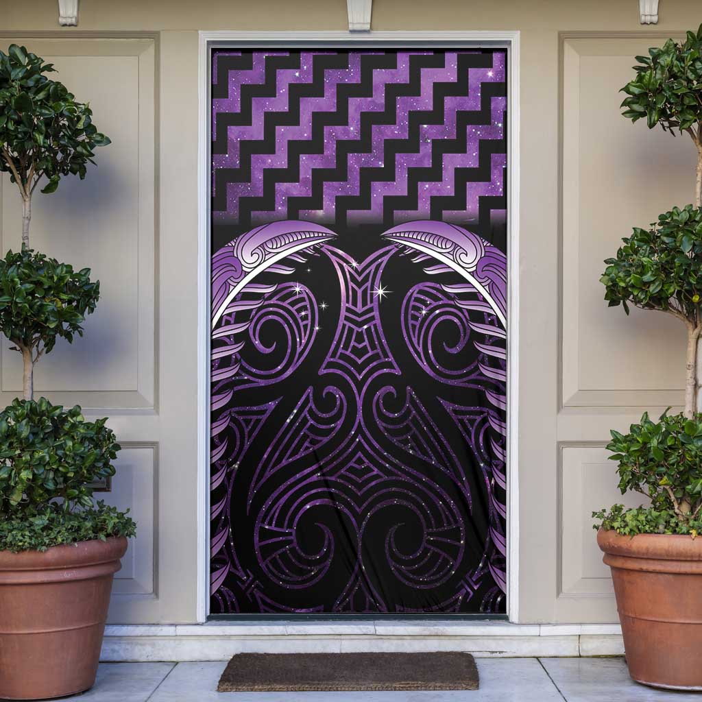 Purple Matariki New Zealand Door Cover Maori Poutama Galaxy Vibes - Aussie Hoodie