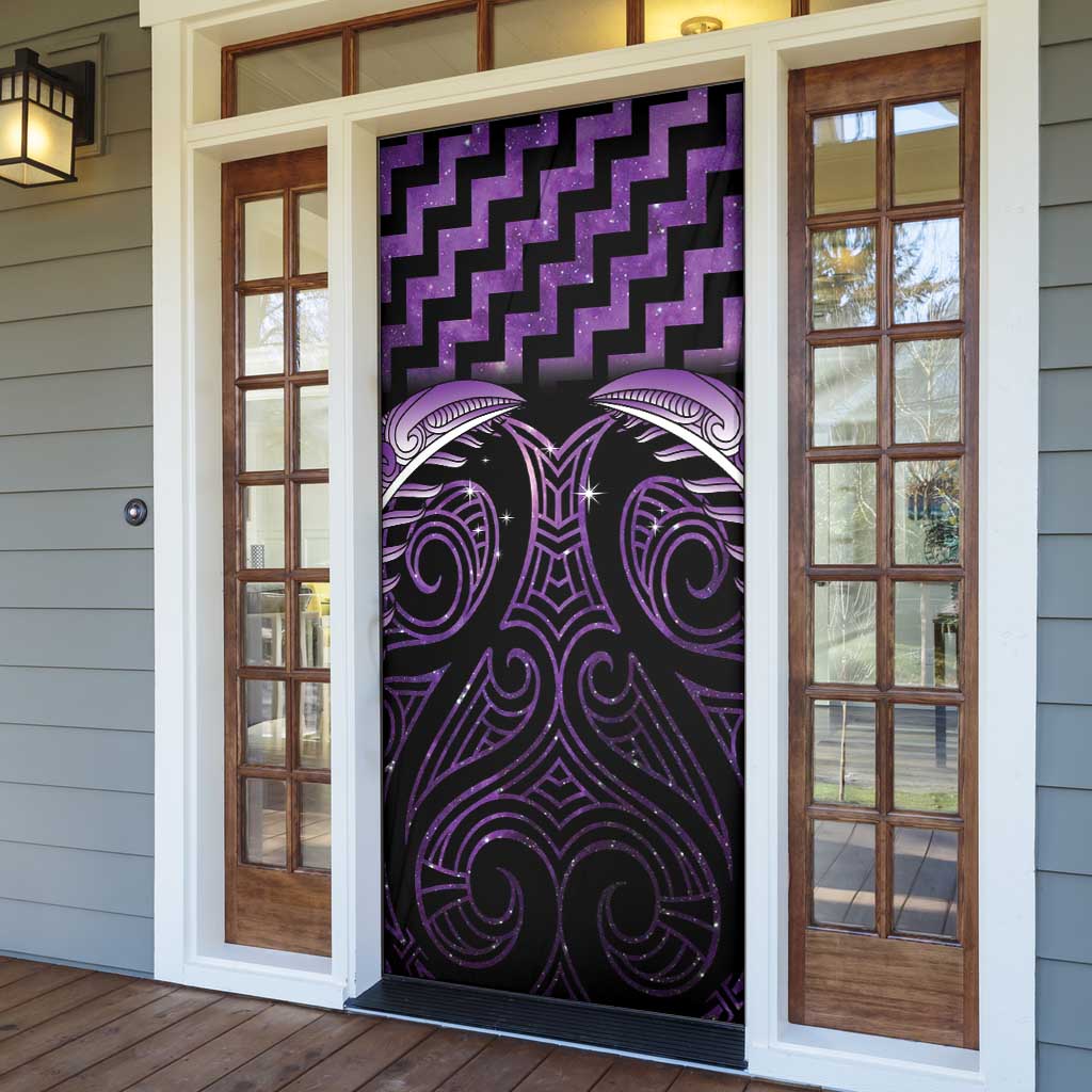 Purple Matariki New Zealand Door Cover Maori Poutama Galaxy Vibes - Aussie Hoodie