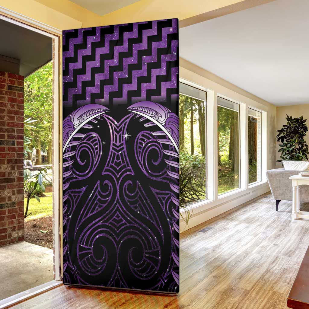 Purple Matariki New Zealand Door Cover Maori Poutama Galaxy Vibes - Aussie Hoodie