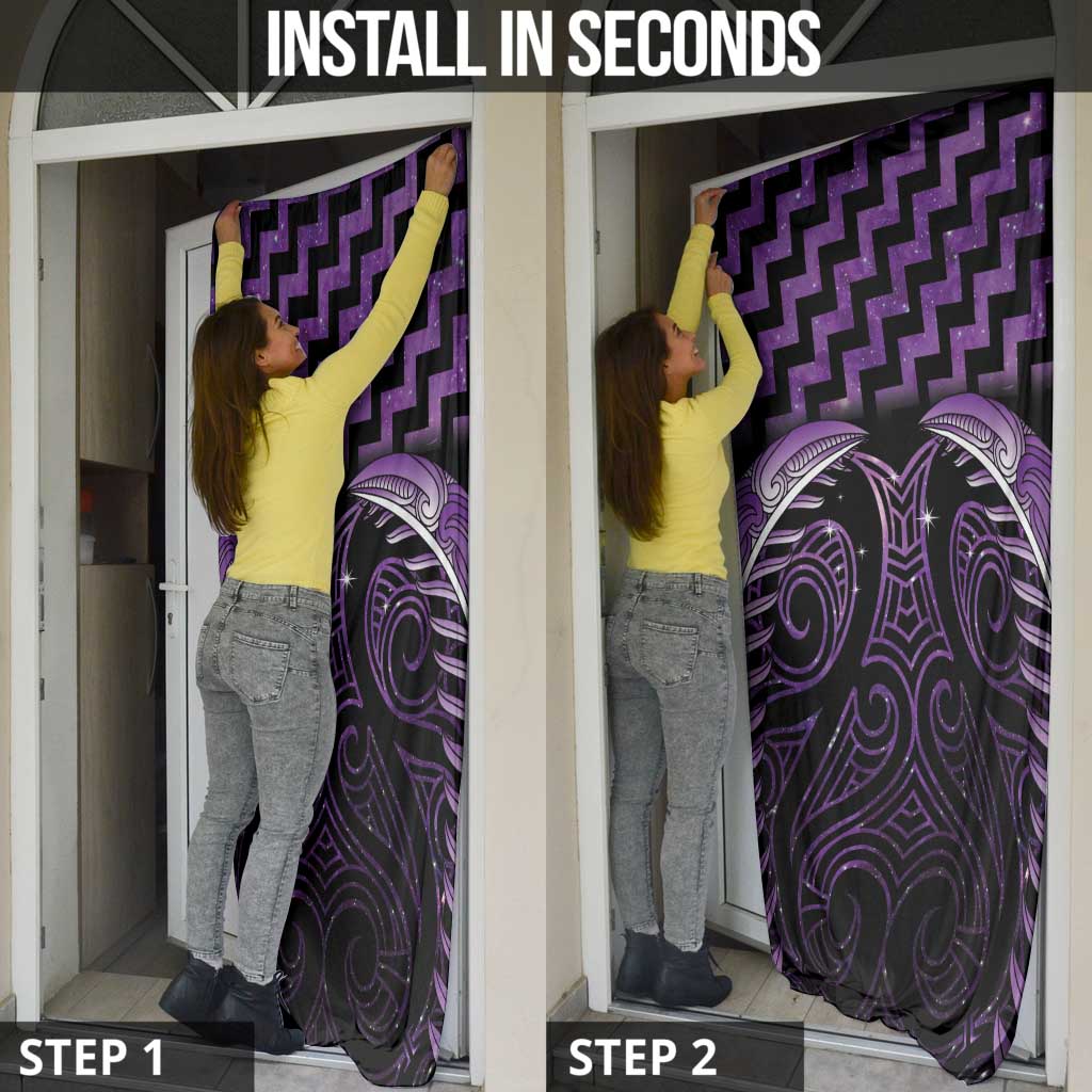 Purple Matariki New Zealand Door Cover Maori Poutama Galaxy Vibes - Aussie Hoodie