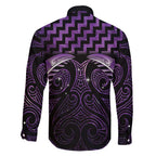 Purple Matariki New Zealand Family Matching Off Shoulder Maxi Dress and Hawaiian Shirt Maori Poutama Galaxy Vibes