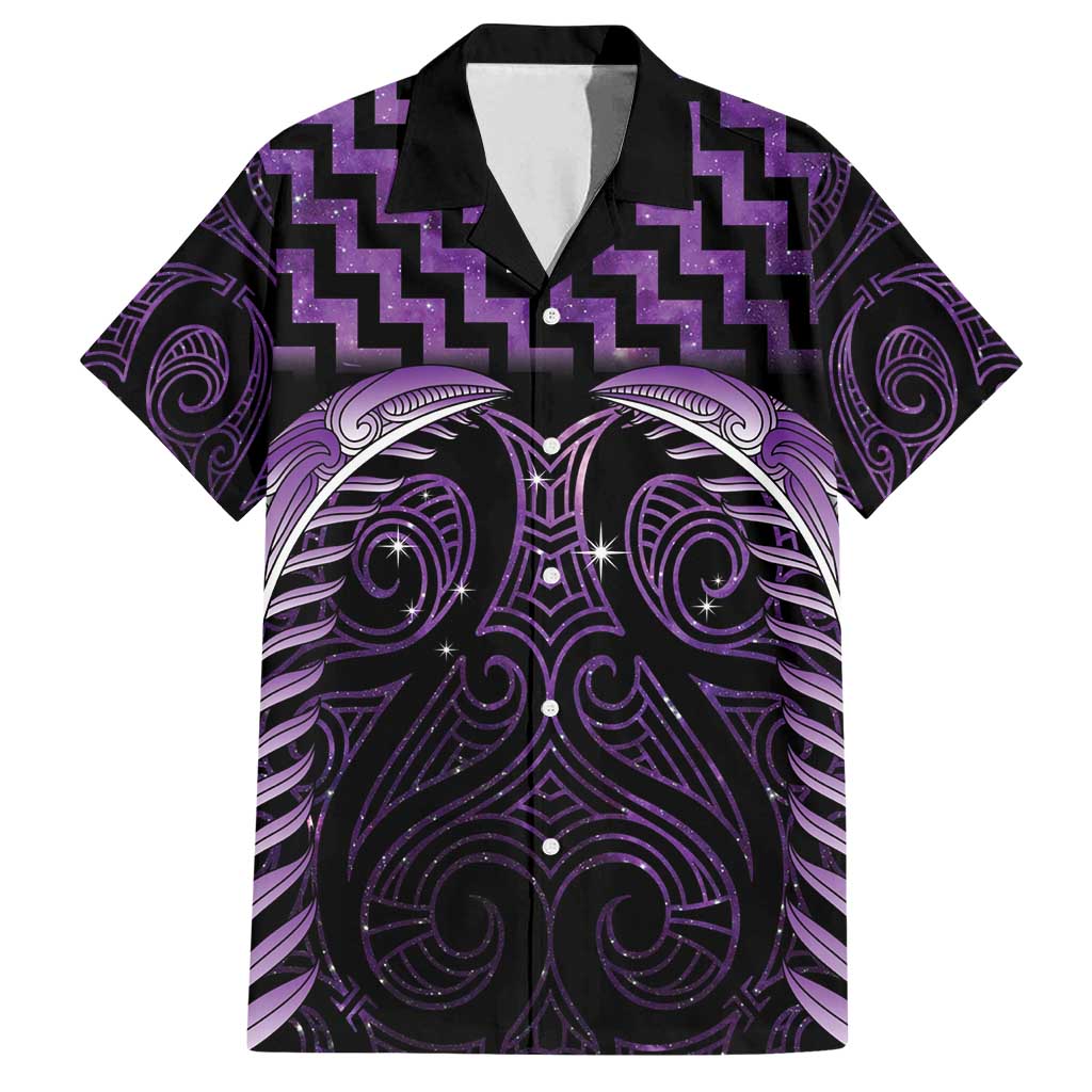 Purple Matariki New Zealand Family Matching Summer Maxi Dress and Hawaiian Shirt Maori Poutama Galaxy Vibes