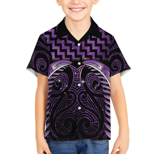 Purple Matariki New Zealand Family Matching Summer Maxi Dress and Hawaiian Shirt Maori Poutama Galaxy Vibes
