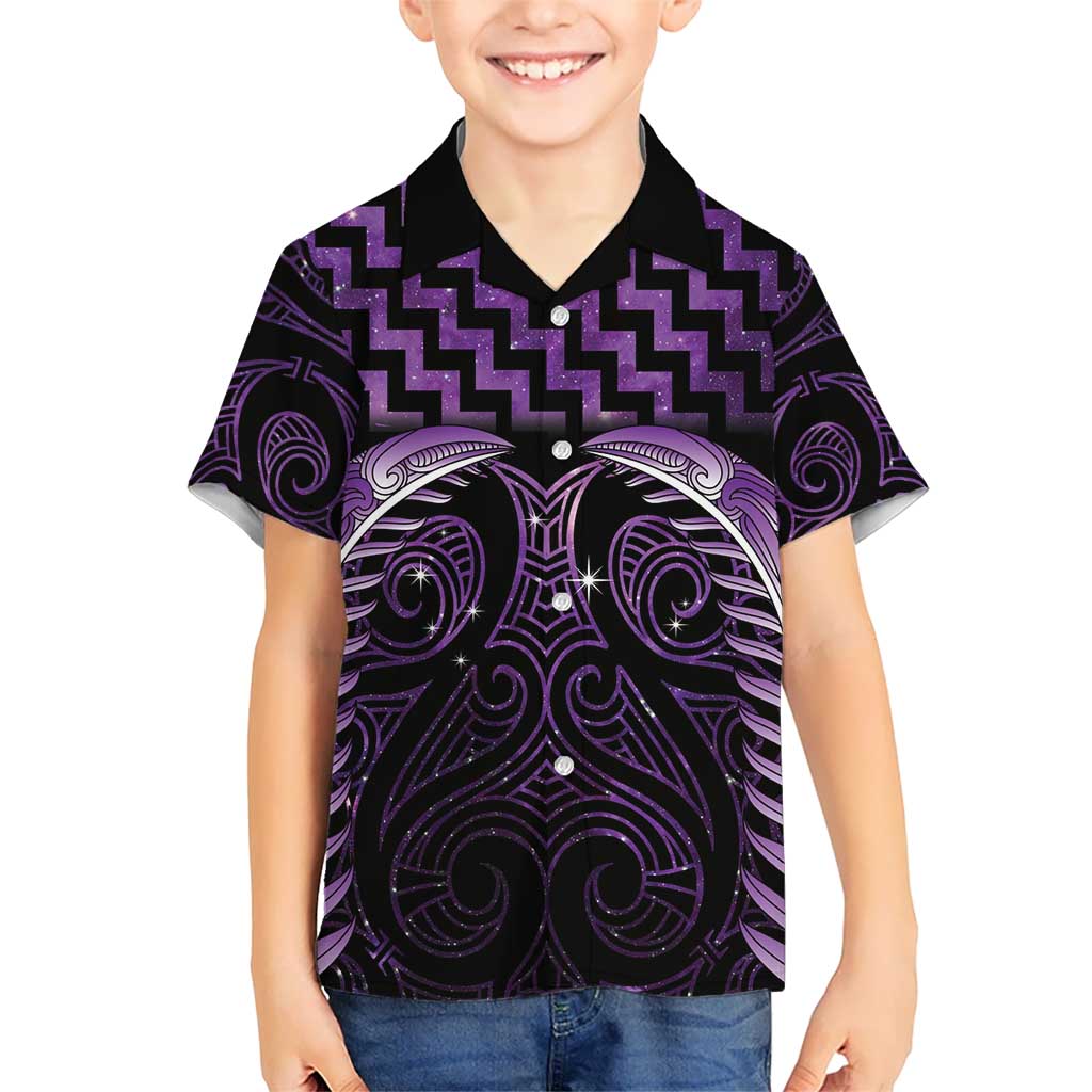 Purple Matariki New Zealand Hawaiian Shirt Maori Poutama Galaxy Vibes