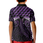 Purple Matariki New Zealand Kid Polo Shirt Maori Poutama Galaxy Vibes
