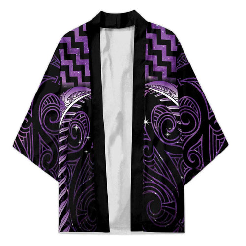 Purple Matariki New Zealand Kimono Maori Poutama Galaxy Vibes - Aussie Hoodie