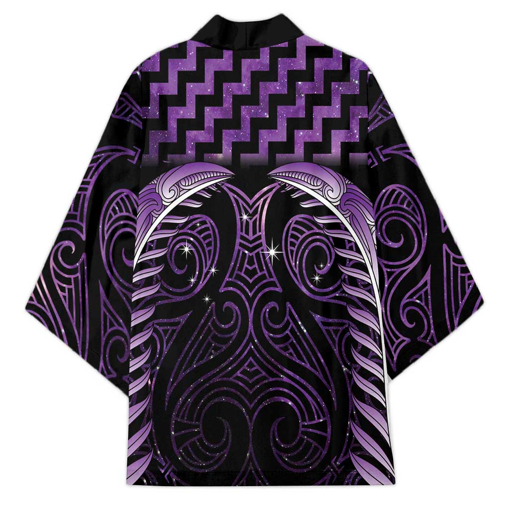 Purple Matariki New Zealand Kimono Maori Poutama Galaxy Vibes - Aussie Hoodie
