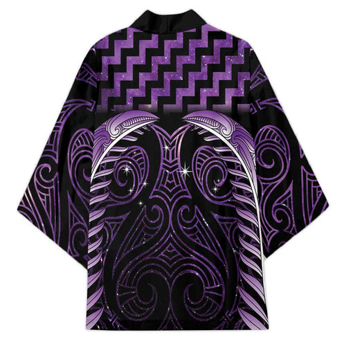 Purple Matariki New Zealand Kimono Maori Poutama Galaxy Vibes - Aussie Hoodie