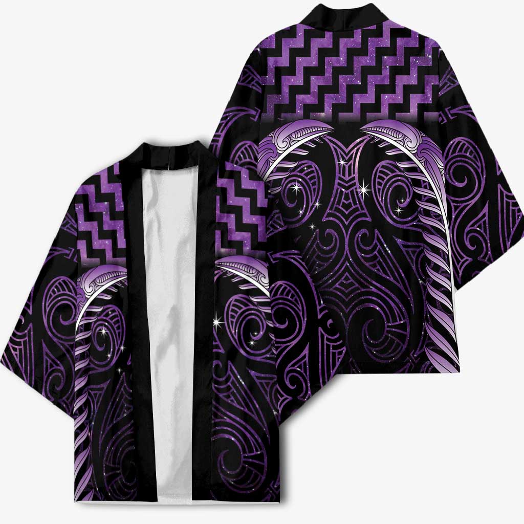 Purple Matariki New Zealand Kimono Maori Poutama Galaxy Vibes - Aussie Hoodie