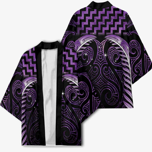 Purple Matariki New Zealand Kimono Maori Poutama Galaxy Vibes - Aussie Hoodie