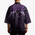 Purple Matariki New Zealand Kimono Maori Poutama Galaxy Vibes - Aussie Hoodie