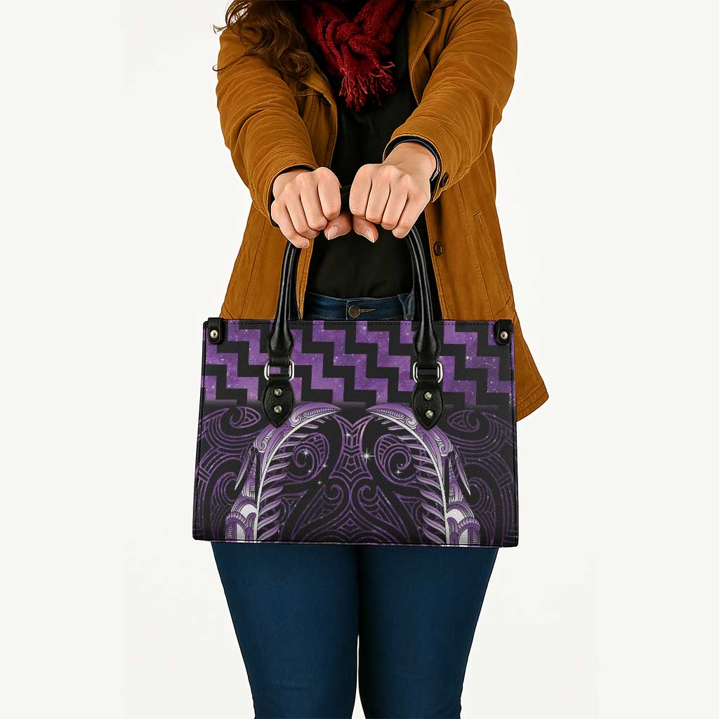 Purple Matariki New Zealand Leather Bag Maori Poutama Galaxy Vibes - Aussie Hoodie