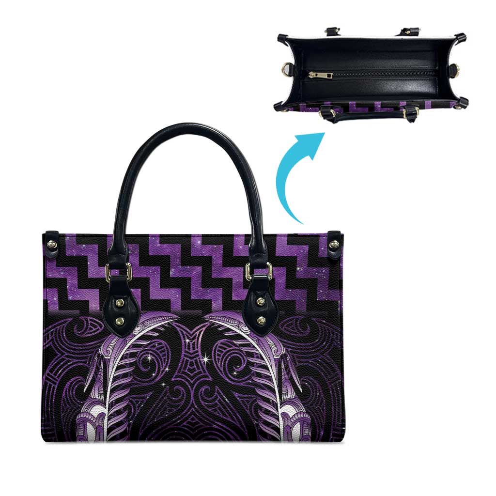 Purple Matariki New Zealand Leather Bag Maori Poutama Galaxy Vibes - Aussie Hoodie