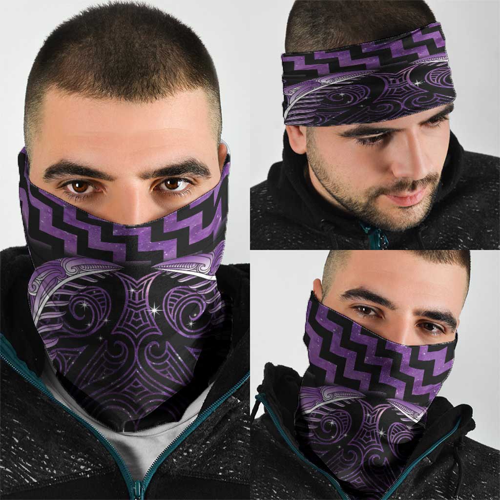 Purple Matariki New Zealand Neck Gaiter Maori Poutama Galaxy Vibes - Aussie Hoodie