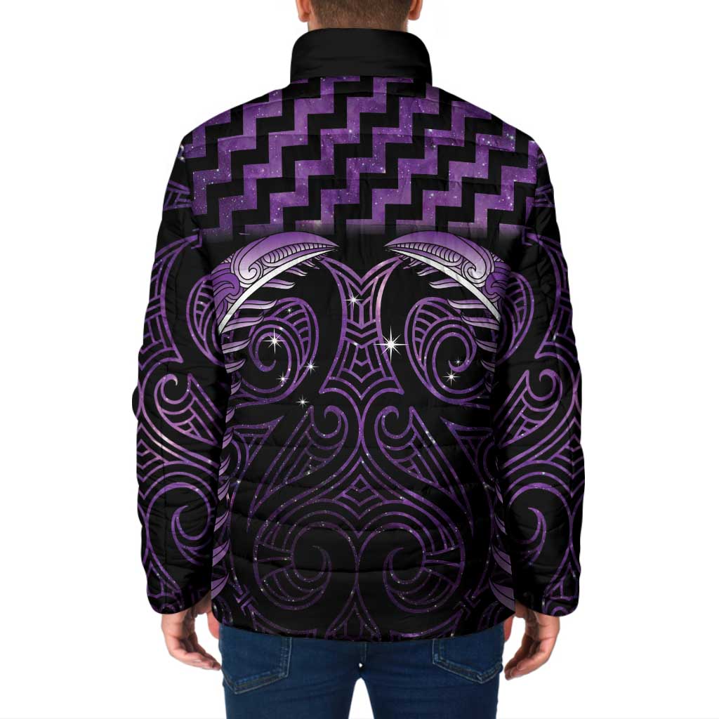 Purple Matariki New Zealand Padded Jacket Maori Poutama Galaxy Vibes - Aussie Hoodie