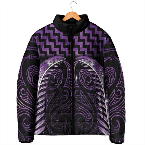 Purple Matariki New Zealand Padded Jacket Maori Poutama Galaxy Vibes - Aussie Hoodie
