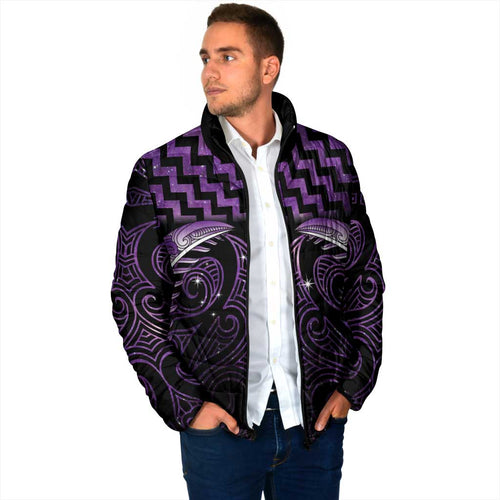 Purple Matariki New Zealand Padded Jacket Maori Poutama Galaxy Vibes - Aussie Hoodie