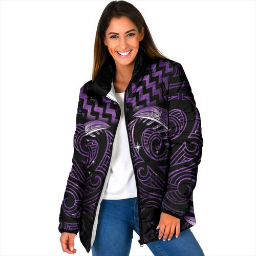 Purple Matariki New Zealand Padded Jacket Maori Poutama Galaxy Vibes - Aussie Hoodie